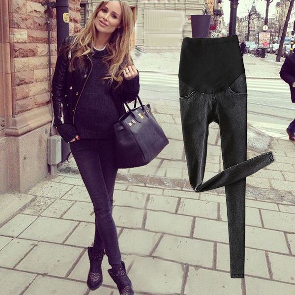 

maternity bottoms pants jeans for pregnant women plus size pregnancy clothes elastic skinny trousers over the pant femme, White