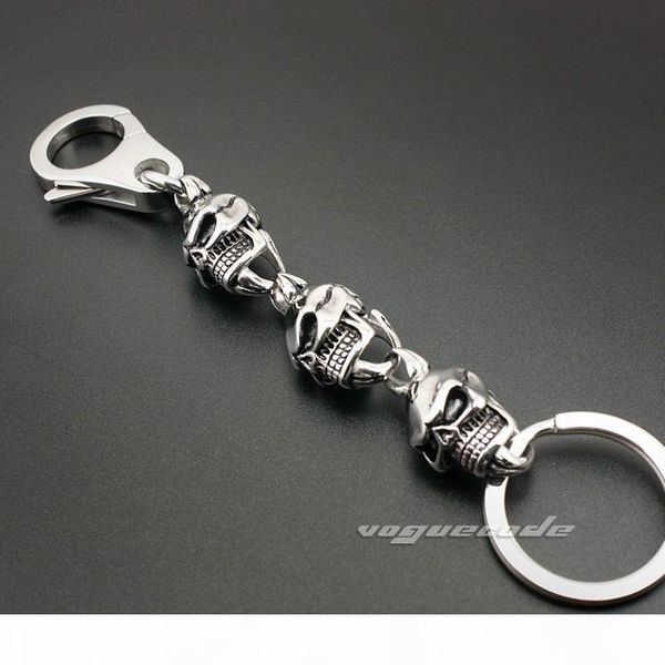 

unique 316l stainless steel skull mens biker rocker punk keychain 5l018kc, Slivery;golden