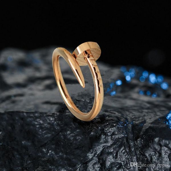 

couple fashion copper nail ring designer engagement men's casual jewelry creative hip hop ring birthday gift, Silver