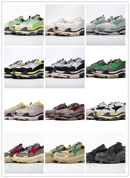 

balenciaga shoes моды тройной кристалла днище мужской женская повседневная обувь paris 17fw кроссовки vintage папа платформа женщина 2020 но, Black