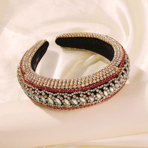 

baroque tiaras wide headband luxurious color crystal hair hoop female girls headwear accessory, Golden;silver