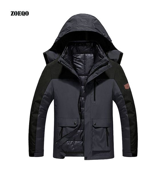 

zoeqo brand winter jackets mens cotton warm parker men outwear hoodies outwear male casual warm coats and jacket, Black