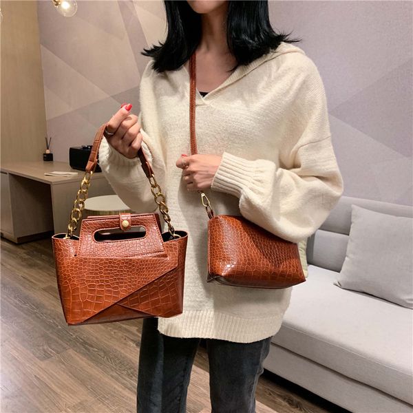 

vintage crocodile composite handbags women shoulder crossbody bags 2020 fashion totes ladies messenger bag female purses