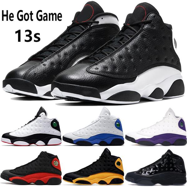 

2020 new reverse he got game 13 13s jumpman basketball shoes cap and gown bred phantom grey toe wheat men mens trainers 7-13, Black