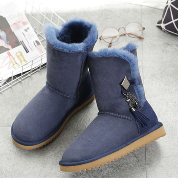 

australia nature wool women classic snow boos 100% nubuck genuiner leather short sheepskin winter waterproof shoes high quality, Black