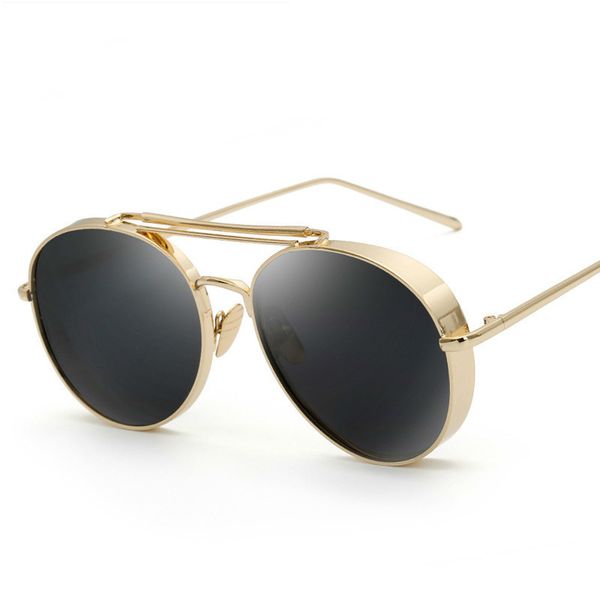 

sunglasses 2021 brand designer metal steampunk sun glasses men women fashion vintage pilot coating mirrored oculos, White;black