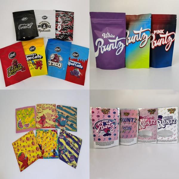 

2020 new gasco yukmouth kooi lato mylar bag smell proof fourlato gelato33 and gaslato child proof resealable bags dry herb flower, Pink;blue