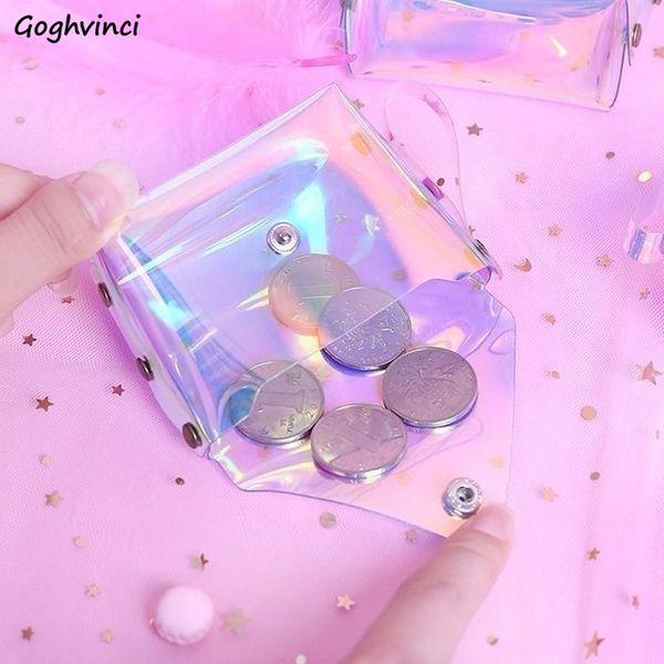 

coin purses laser transparent small chic trendy girls sweet cute key holder wallet waterproof rivet large-capacity money change, White