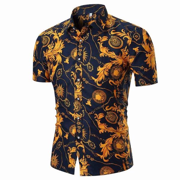 

men's casual shirts personality men shirt brand 2021 summer male short sleeve printed hit color slim fit black man dress, White;black