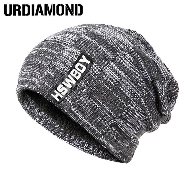 

urdiamond winter мужская шапочка hat вязание теплый hat skullies шапочки шляпы plus velvet сгущает cap мальчиков письмо повседневный gorro