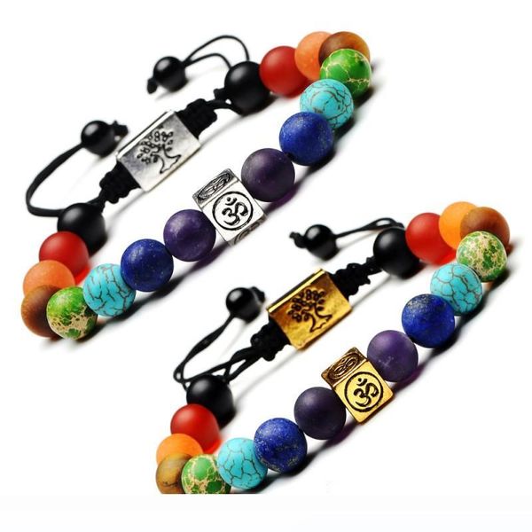 

7 chakra tree of life charm multicolor buddha beads stones weave rope bracelet women men yoga bracelets christmas gift dhl d236s, Black