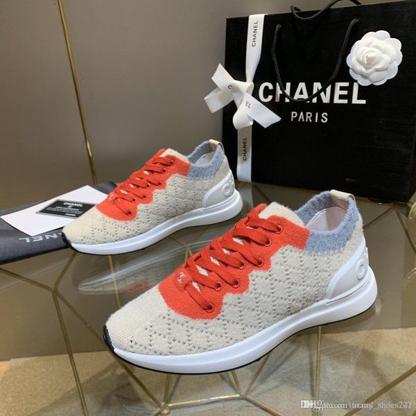 

2020 new r luxury women's shoes, fashionable knitted all-match platform casual sneakers, size 35-41 with original box