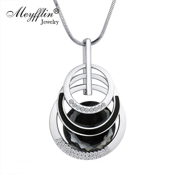 

meyfflin collier femme necklaces & pendants for women round statement long pendants maxi colar chain fashion jewelry 2020 bijoux, Silver