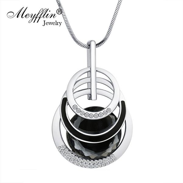 

meyfflin collier femme ожерелье подвеска для женщин круглого statement длинных подвесков maxi colar цепи мода ювелирных изделий 2020 bijoux, Silver