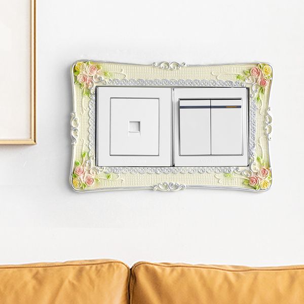 

wall stickers resin switch sticker pastoral home light cover square flower pattern socket decor for