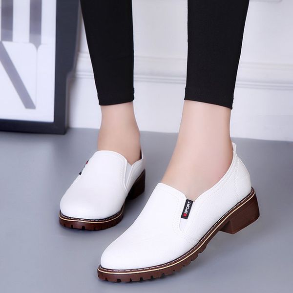 

non-slip casual shoes woman loafers new fashion women flat shoes solid comfortable square heel ladies women soft bottom, Black
