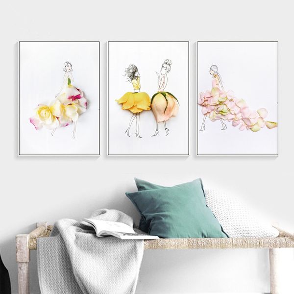 

flower girls canvas wall art abstract still life painting petal posters and prints pictures for home room decoration