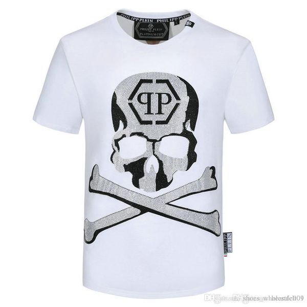 

philip plain brand мужские футболки конструктора firmata uomo моды роскошная футболка summer homme мужская череп tshirt tee tops 9433, White