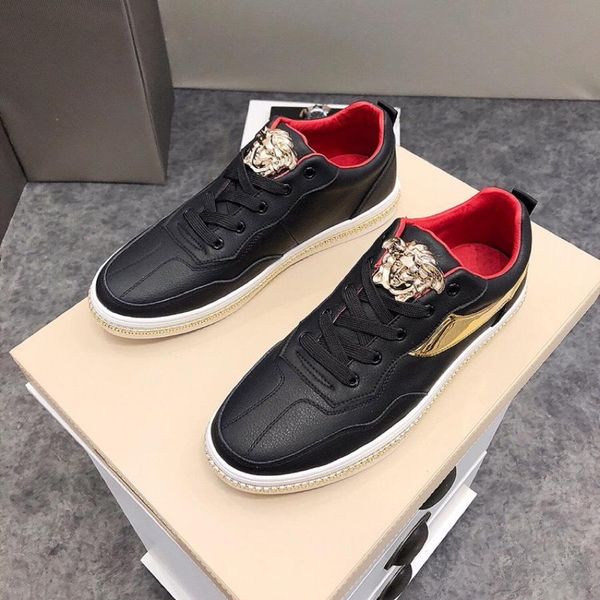 

2021y spring new men 's tide shoes casual england wild shoes ,comfortable low -sneakers ,original box packaging 38 -44, Black
