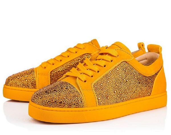 

с коробкой] модные кроссовки красные нижние туфли с низким вырезом замшевые кроссовки для мужчин и женщин обувь для вечеринки свадебные кри, Black