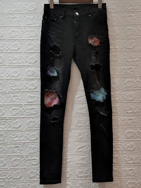 

new arrival mens designer streetwear vintage trousers fashion cowboy famous brand zipper designer hip hop denim us size 28-36, Blue