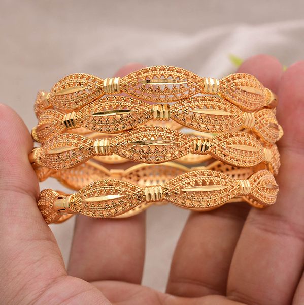 

24k dubai 4pcs/lot gold color bangles for women gold bride wedding bracelet africa bangle arab jewelry charm girls, Black