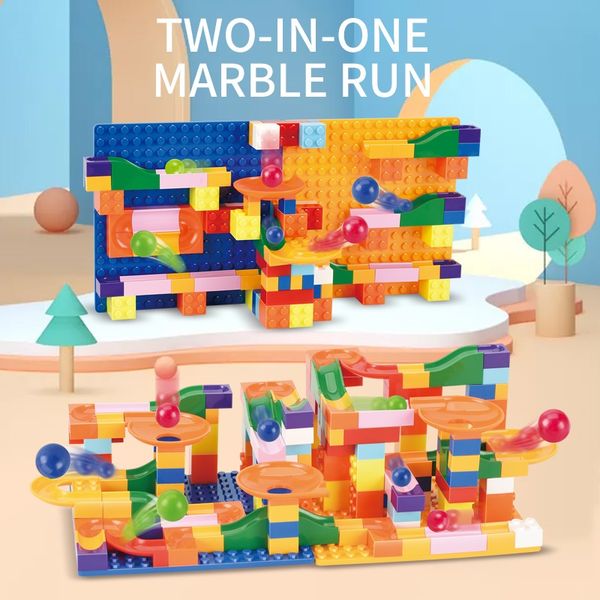 

kid side building block toy marble race run brick sets small size block track toy learning educational construction toys set kid gift
