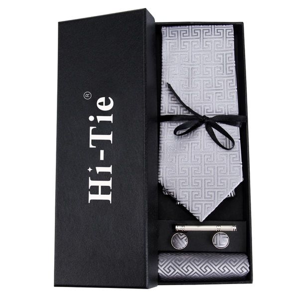 

подарочная коробка для tie set mens 100% шелковый галстук платок запонки воротник клип набор 4 оптовые mens ties set box бесплатная доставка, Black;blue