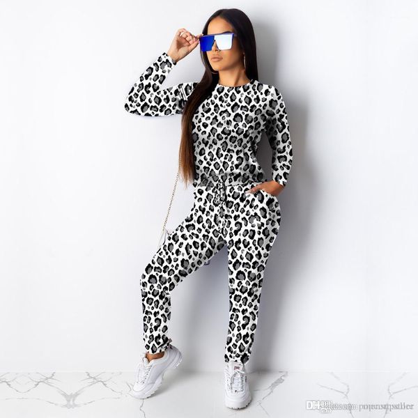 

tracksuits tshirts pants autumn spring women leopard suits home designer fashion 2pcs, Gray