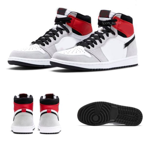 

2020 est 1 high og light smoke grey 1s white black varsity red mens basketball shoes women outdoor sneakers with box size 12