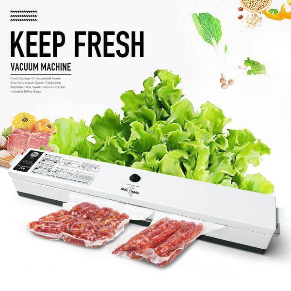 

household vacuum sealer packaging machine 110v 220v film sealing sealer vacuum packer 15 pcs bags