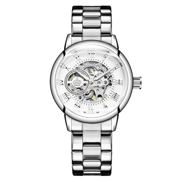 

new fashion skeleton women mechanical watch watch women automatic mechanical watches for montre femme, Slivery;brown