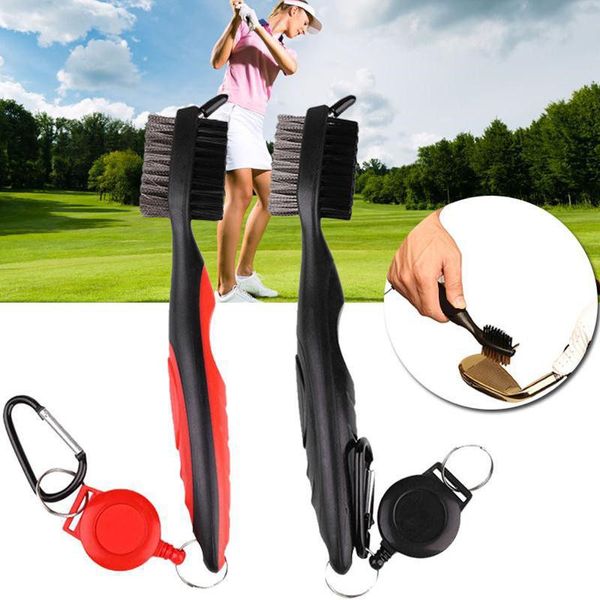 8 Renkler Golf Kulübü Baş Groove Fırça Temizleyici ile Geri Çekilebilir Zip-Line ve Alüminyum Karabina Temizleme Araçları