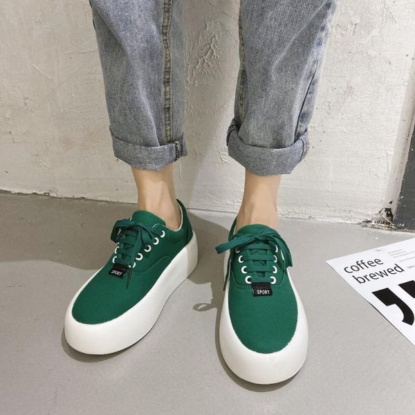 

candy colors canvas round toe flats women flat platform shoes outdoor leisure thick sole single shoes women new arrival, Black