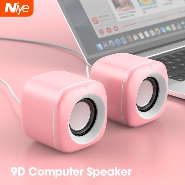 

niye computer speaker pc home office subwoofer mini speaker 3.5mm aux usb plug wired speakers portable computer bass