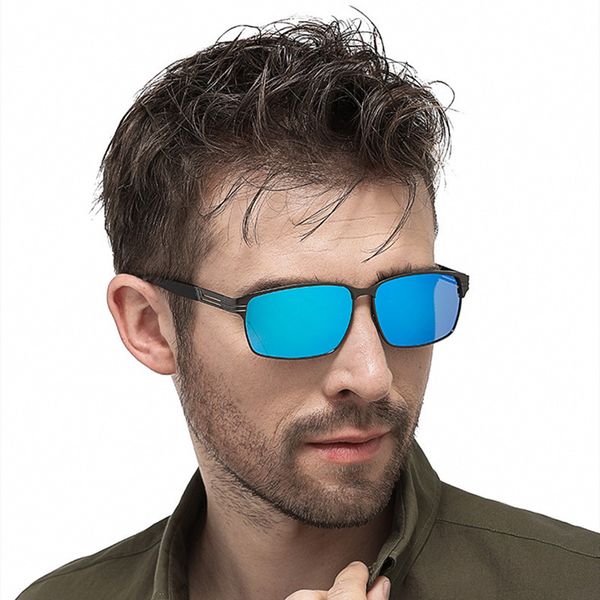 

new polarized fashion sunglasses men uv400 rectangle alloy frame brand male sun glasses for fishing driving sport sunglasses, White;black