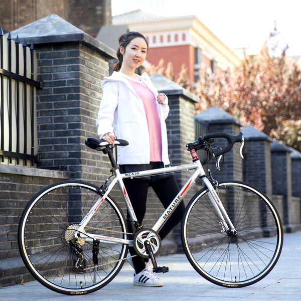 

aluminum alloy curved handlebar road bike 700c male and female student bicycle v brake road racing aluminum alloy road bike