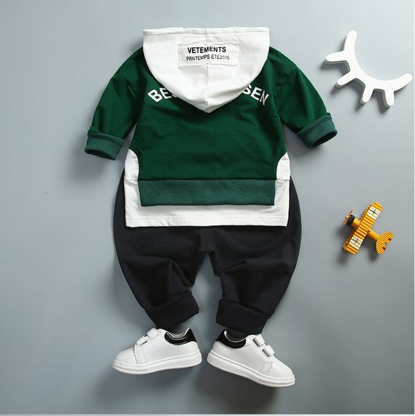 

spring autumn kids cotton clothes sets baby girls boys sports hooded t-shirt pants 2pcs/sets fashion children casual tracksuits y200807, White