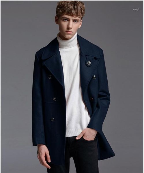 

wool blends coats fashion slim mens jacket luxury mens plus size coats designer double breasted teenager, Black