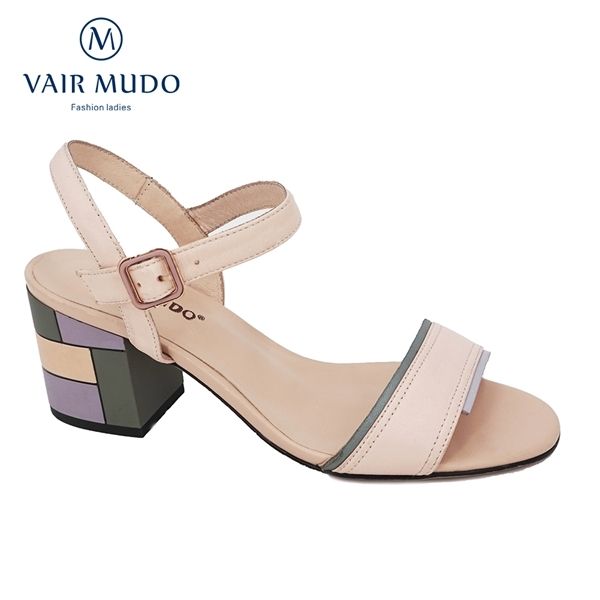 

vair mudo women sandals shoes elegant sheepskin thick heel ankle strap spring summer lady women shoes apricot footwear lx23 0922, Black
