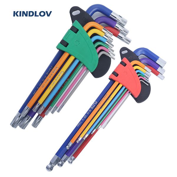 

kindlov hex wrench set double-end torx star l shape allen key ball-head screwdriver 9pcs universal spanner repair hand tools