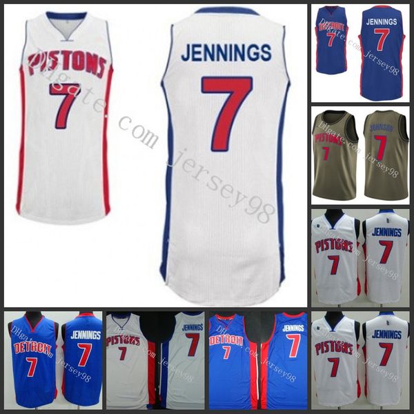 

detroit pistons men #7 brandon jennings white nba men red jersey, Black