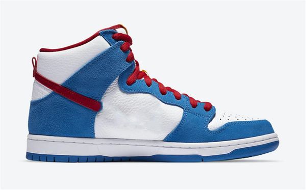 

sb dunk high doraemon light p blue speed yellow university red men women skateboard shoes sports sneakers with box
