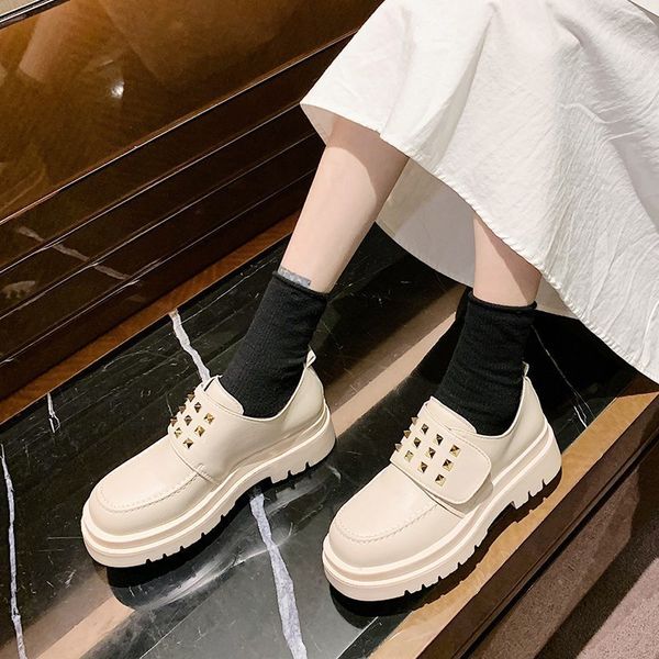 

spring and autumn 2020 new fashion all-match small leather shoes women's square toe thick-soled increased single shoes x415, Black