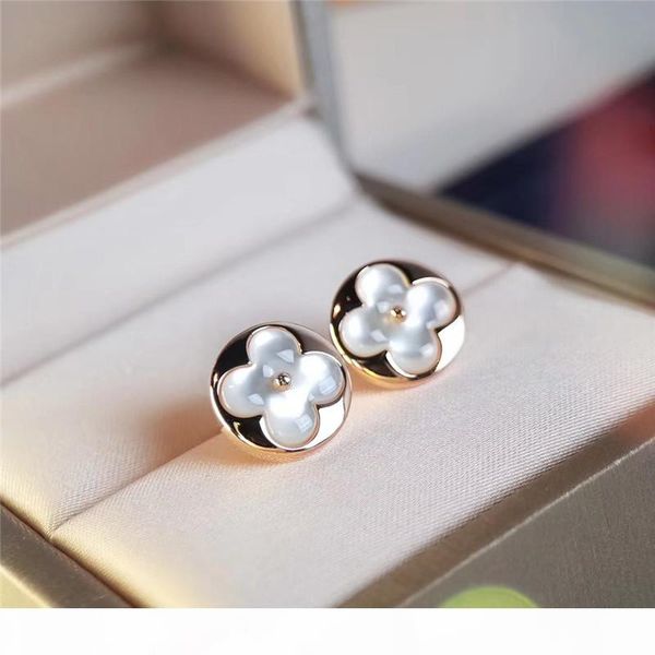 

luxury earrings jewelry s925 sterling silver natural white agate stud earrings luxury women jewelry ing, Golden;silver