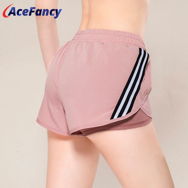 

acefancy fitness sports shorts women's breathable double layer yoga shorts 2082 women summer short workout fitness sportwear, White;red