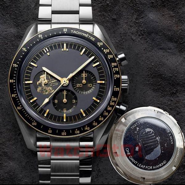 

лучшее качество мужчины часы бонд 007 chrongraph коаксиального мужские moonwatch apollo11 ​​50 лет vk кварц движение часы montre люксусных ч, Slivery;brown
