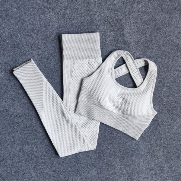 

brand sports suits seamless yoga set women fitness clothing sportswear woman gym leggings padded push-up strappy sports bra, White;red