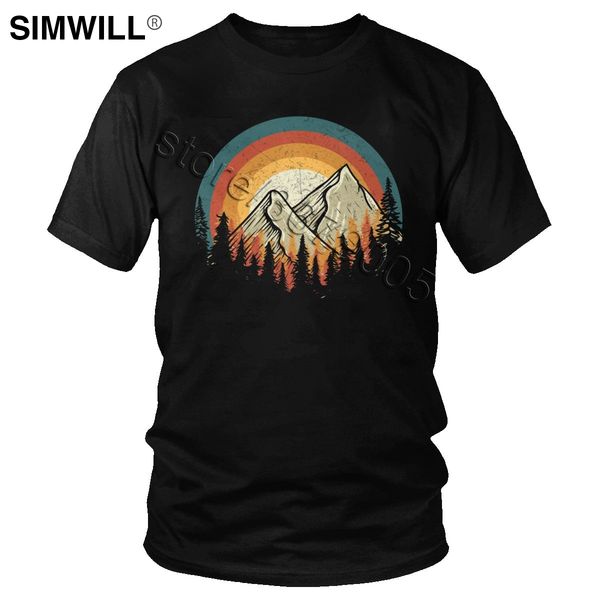 

vintage men's urban fashion t shirt twin peaks t-shirt short sleeve into the wild forest sunset leisure tee retro print apparel