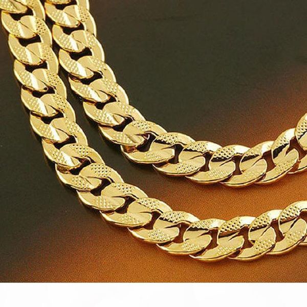 

heavy 24k real solid gold gf mens necklace 24" 10mm curb chain 72g ing, Silver